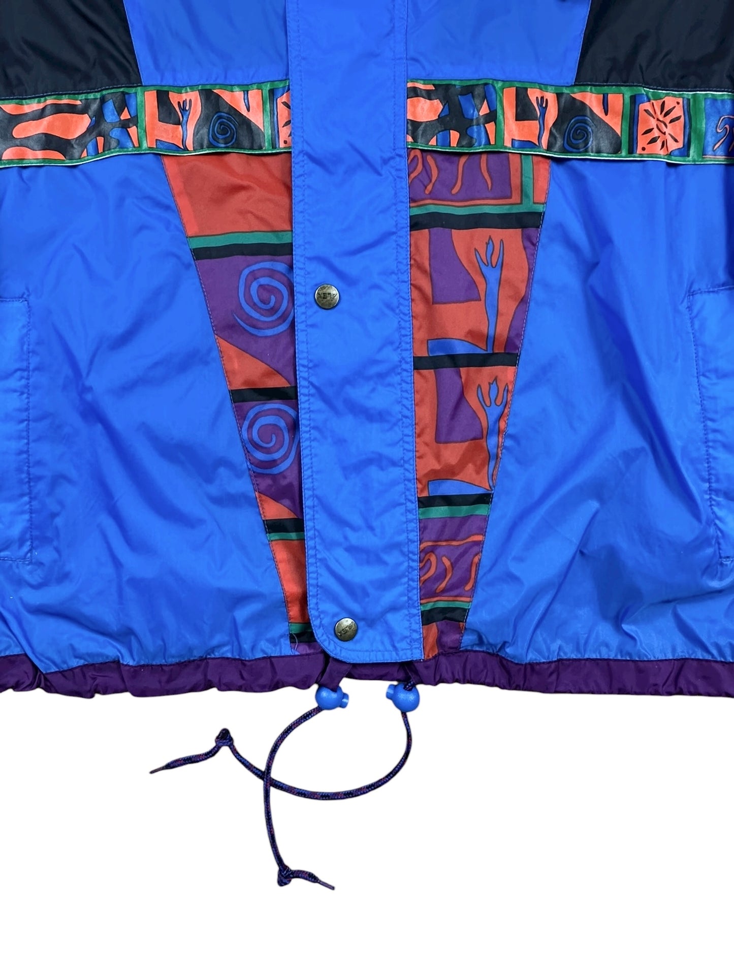 K-way vintage Alex Athletics blu con inserti fantasia astratta