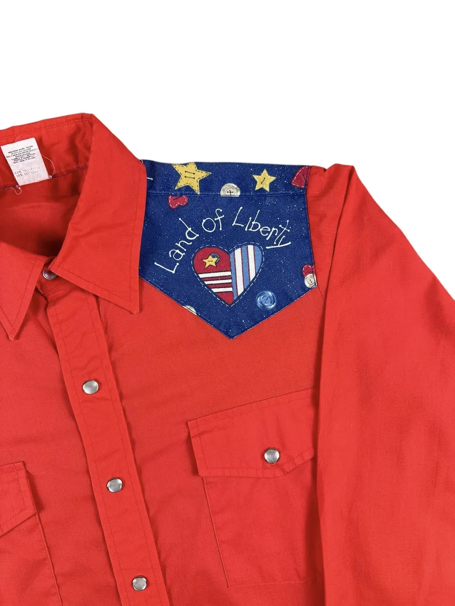 Camicia texana vintage da uomo rossa Made in USA