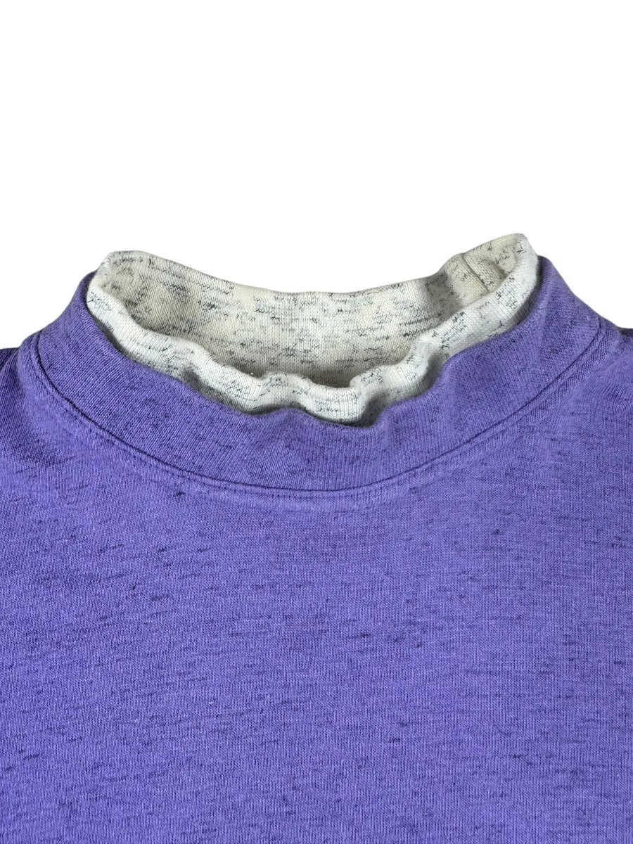 Maglietta vintage da baseball viola e grigio mèlange con stampa frontale