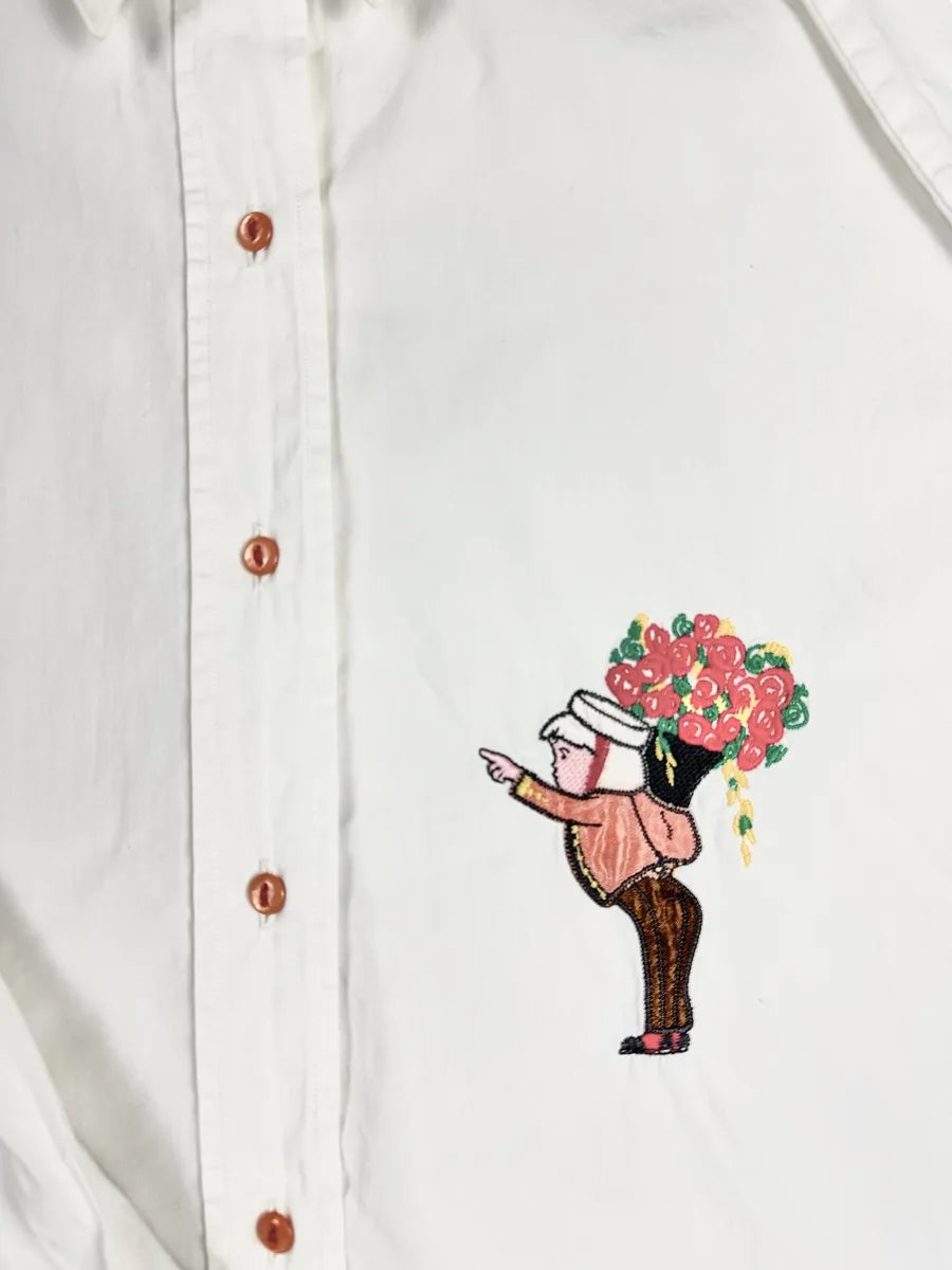 Camicia da donna vintage in cotone con ricamo