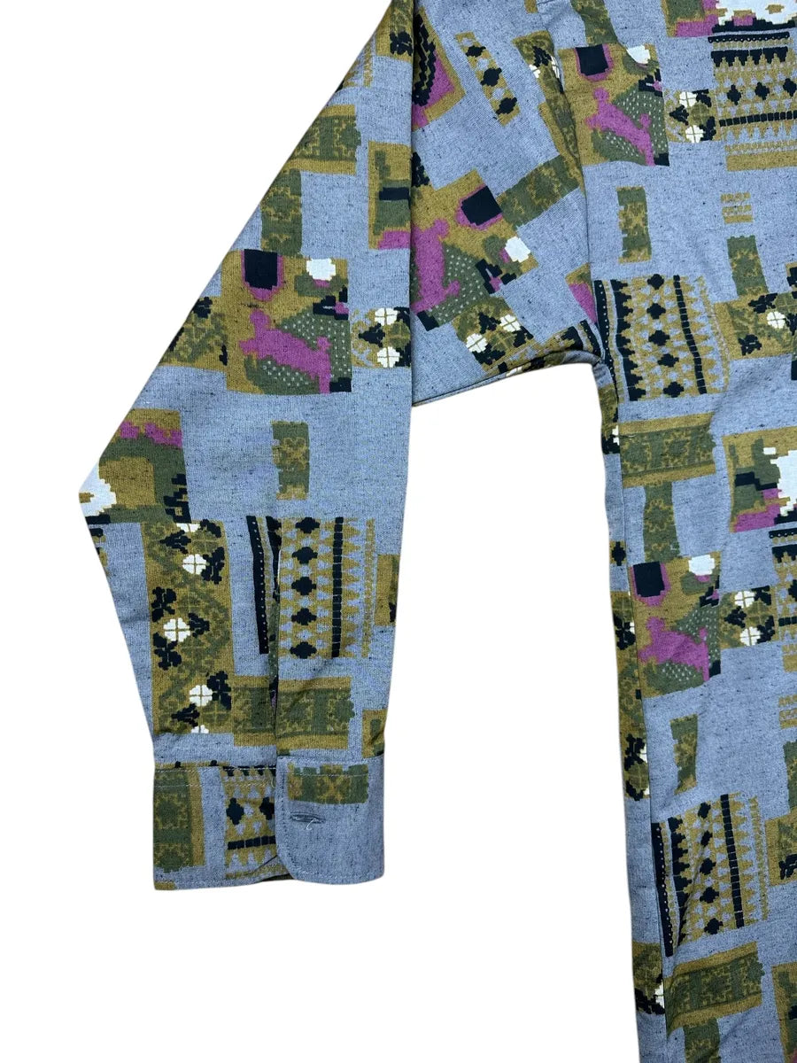 Camicia vintage da uomo a maniche lunghe a fantasia