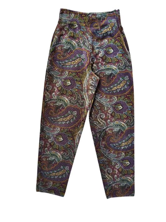 Pantaloni donna vintage sartoriali a fantasia Paisley