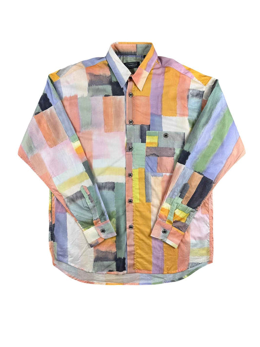 Camicia vintage anni ’90 da uomo fantasia rettangoli colorati