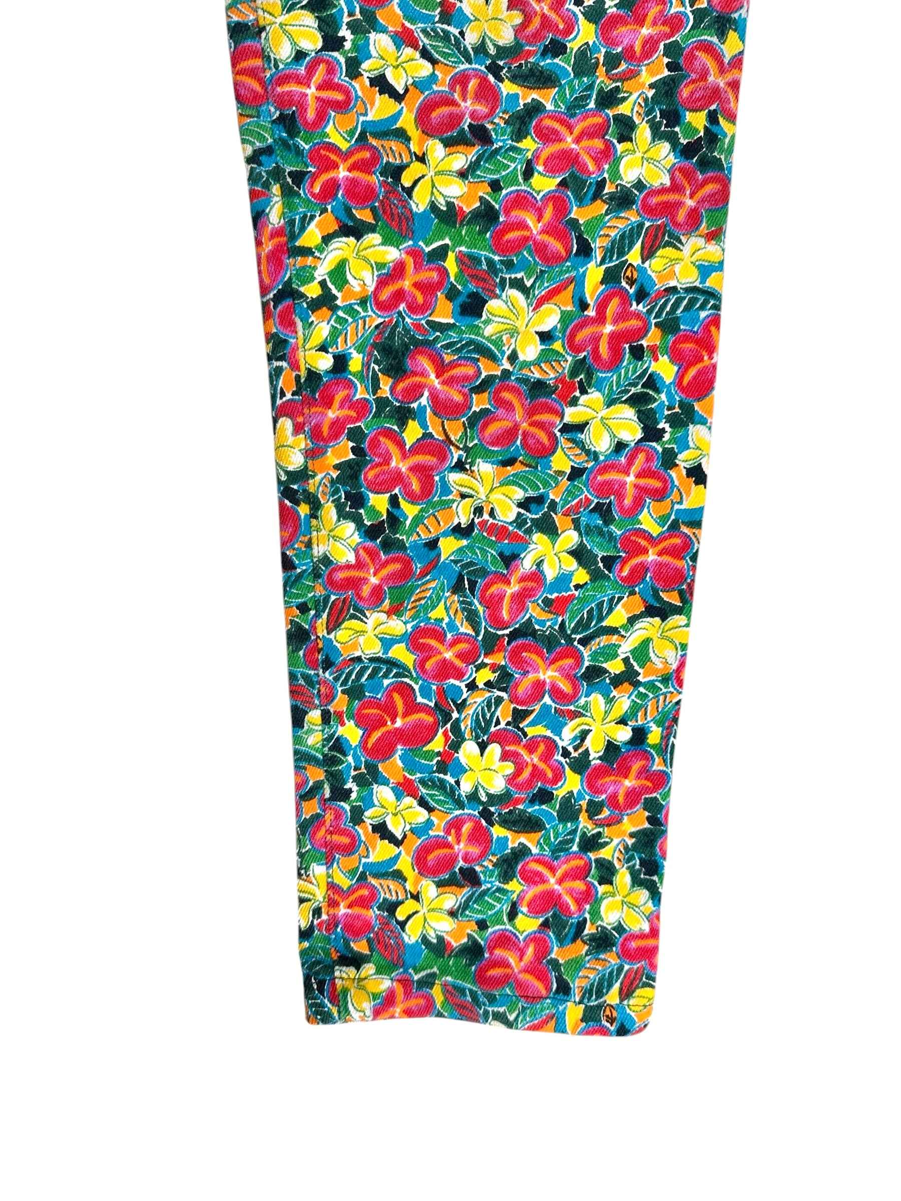 Pantaloni vintage anni '90 da donna a fantasia floreale