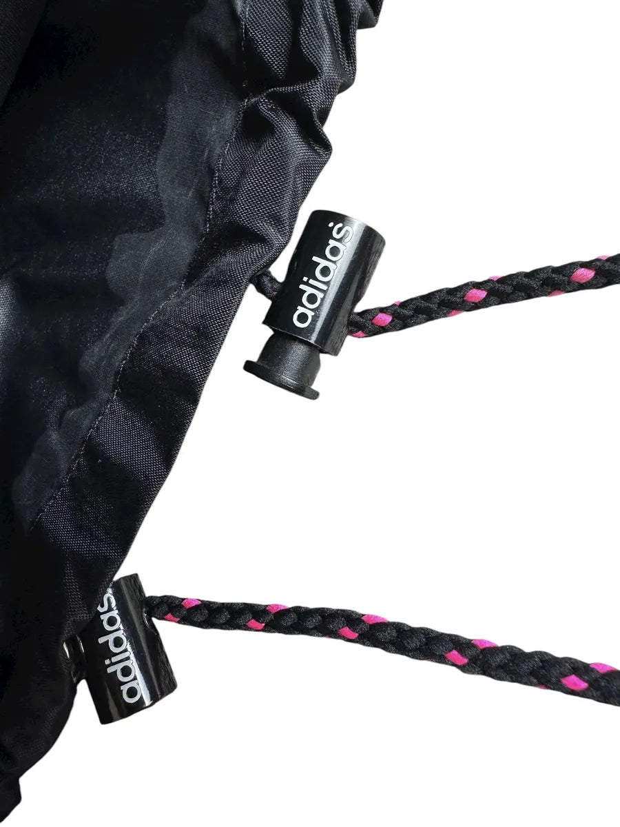 Giacca a vento vintage Adidas anni '90 nera con striscia a fantasia