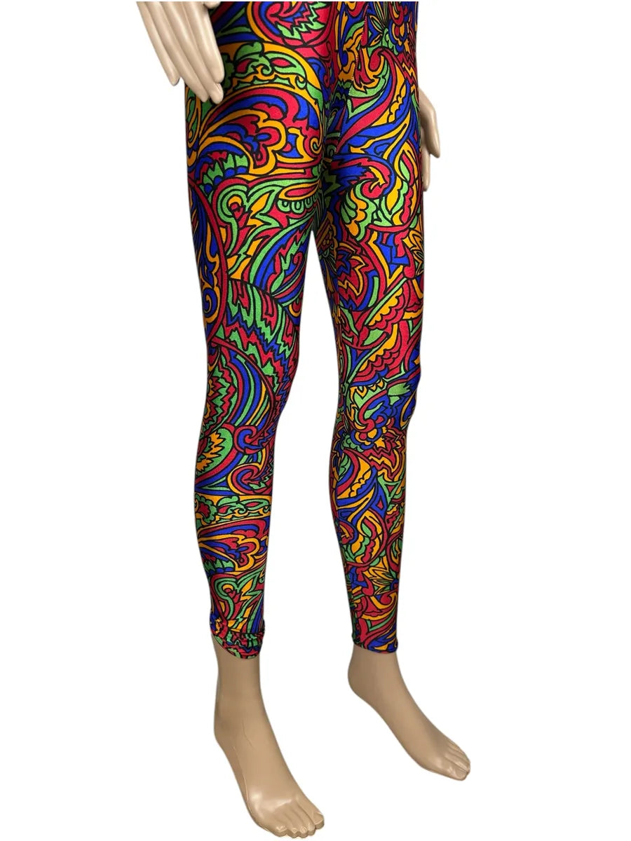 Leggings Vintage Anni '90 Fantasia Geometrica Multicolore