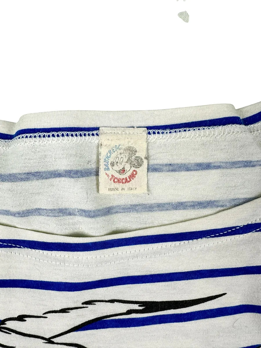 T-shirt Vintage Donna a Righe con stampa Topolino Marinaio