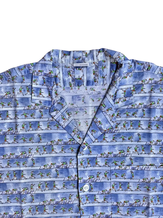 Camicia a maniche corte vintage da uomo a fantasia