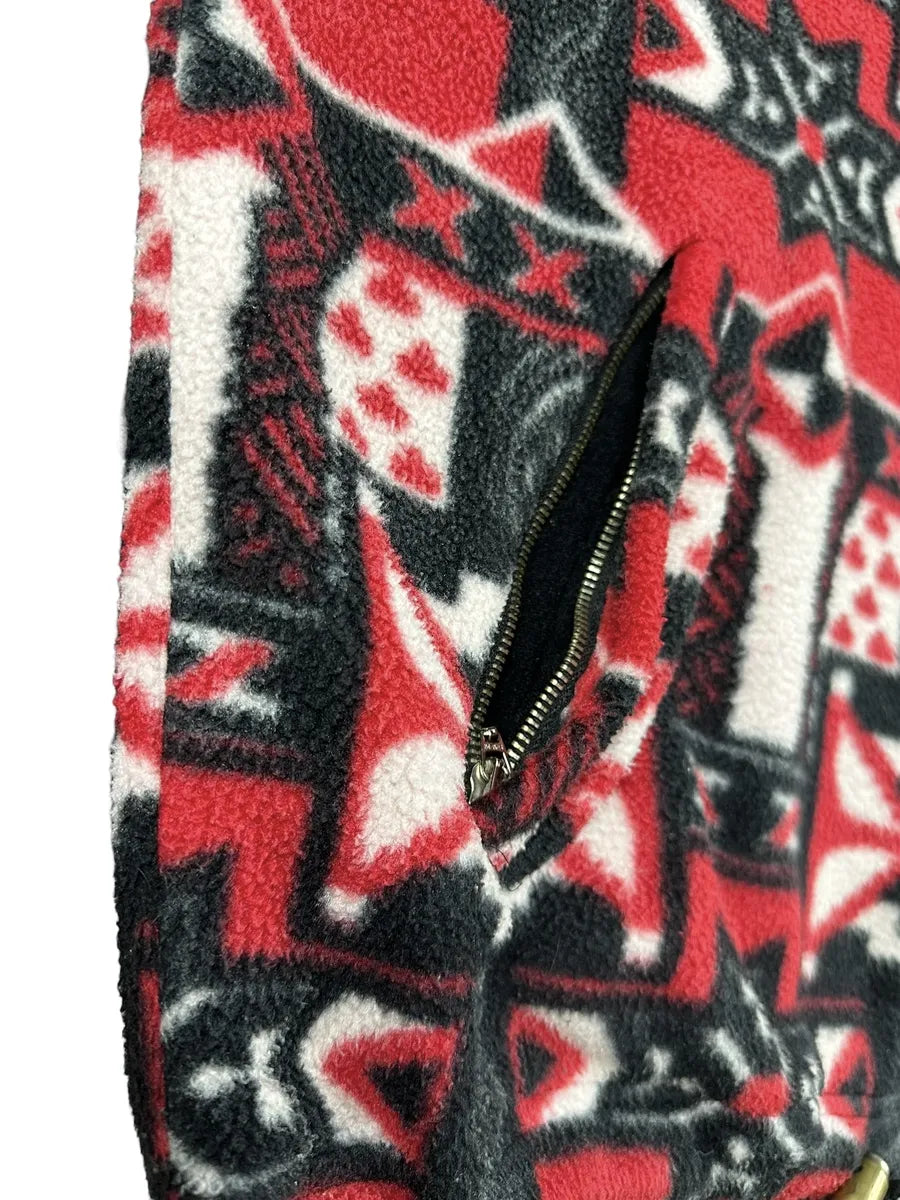 Pile vintage anni '90 a fantasia con zip e collo alto
