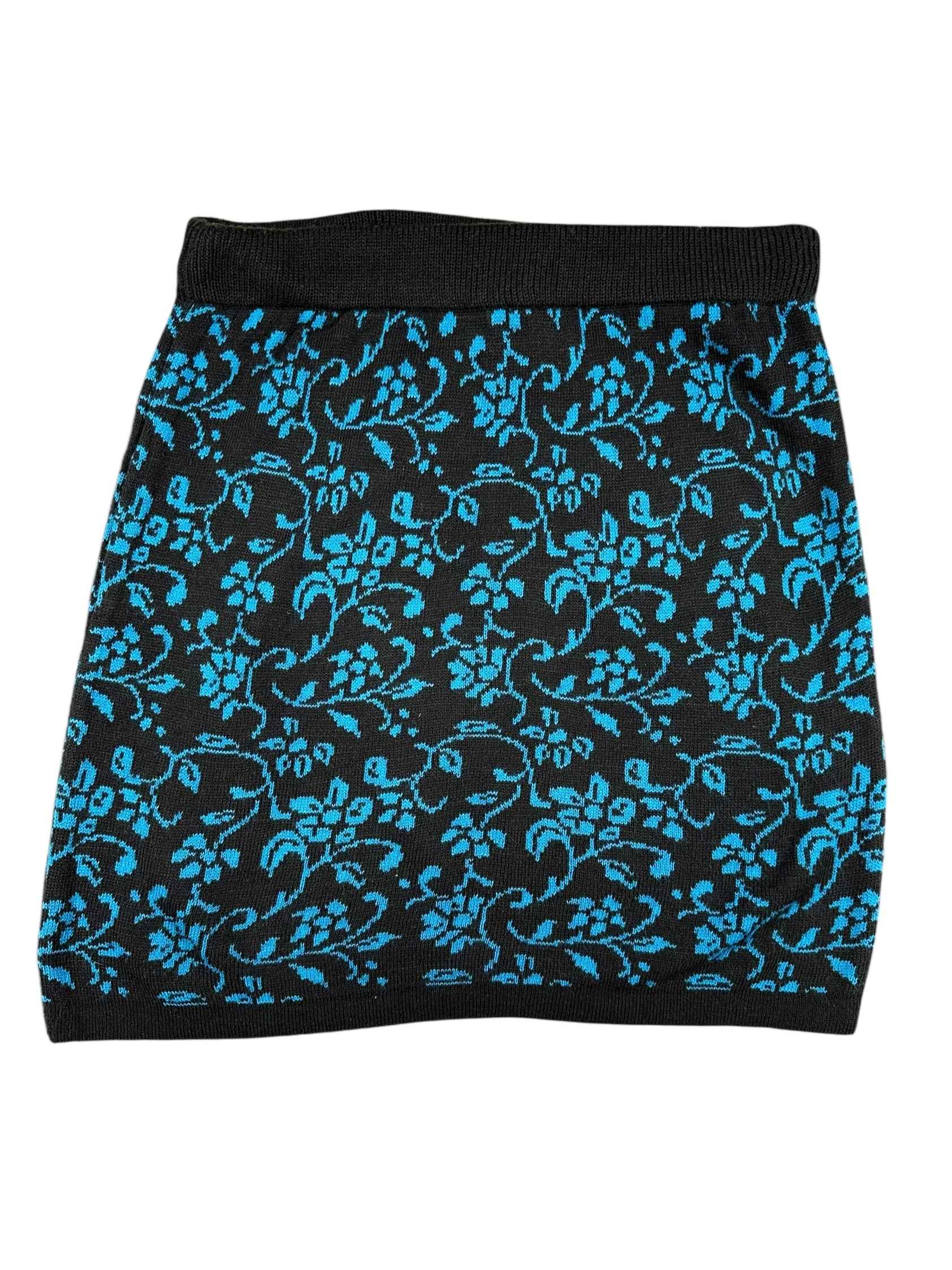 Minigonna vintage nera a fantasia floreale