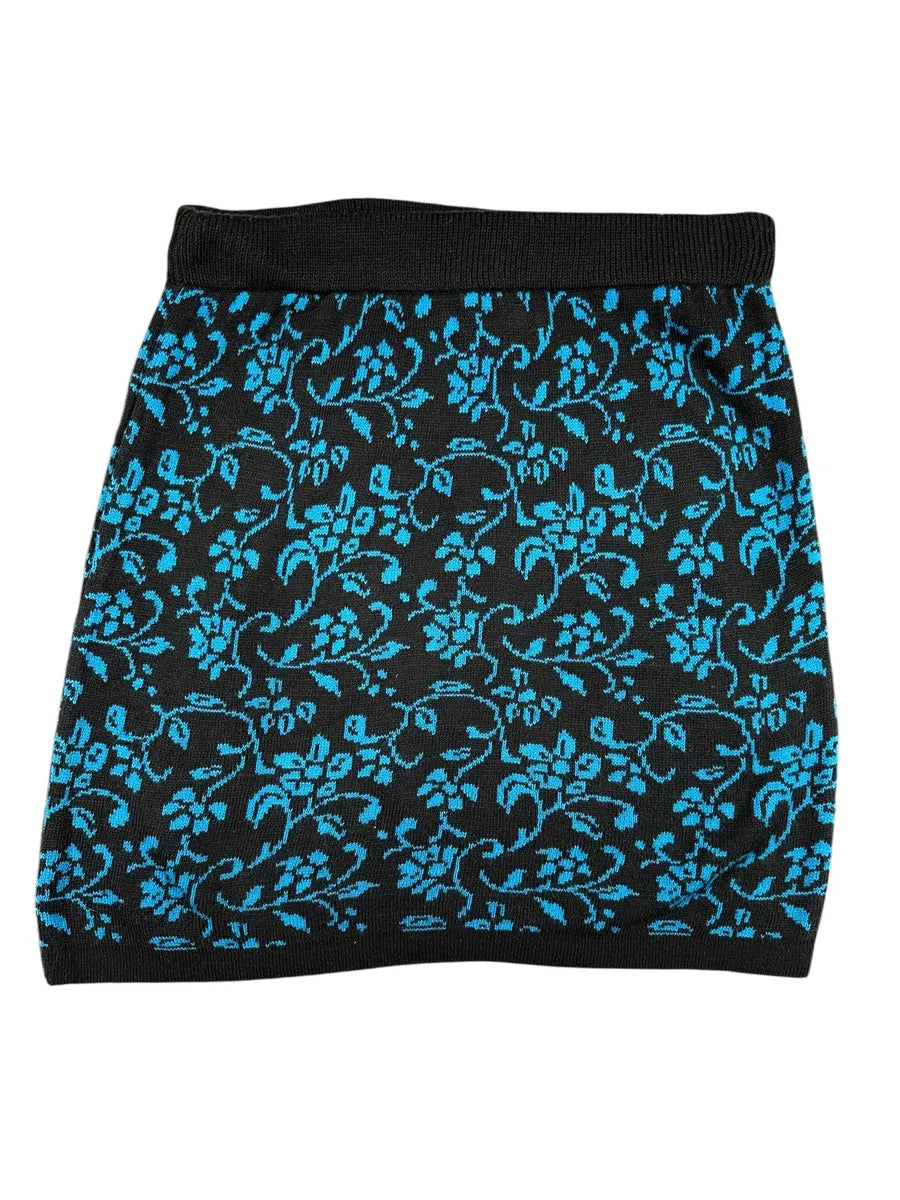 Minigonna vintage nera a fantasia floreale
