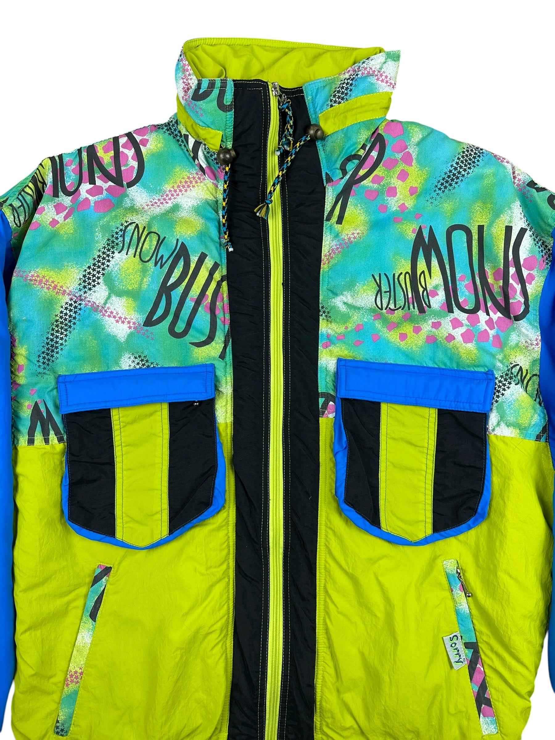 Giubbotto vintage anni ’90 fantasia giallo e blu Made in Italy