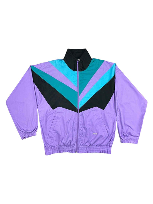 Giacchetto tuta vintage anni ’90 lilla con inserti verde acqua e neri
