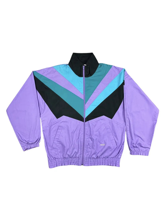 Giacchetto tuta vintage anni ’80 lilla con inserti verde acqua e neri