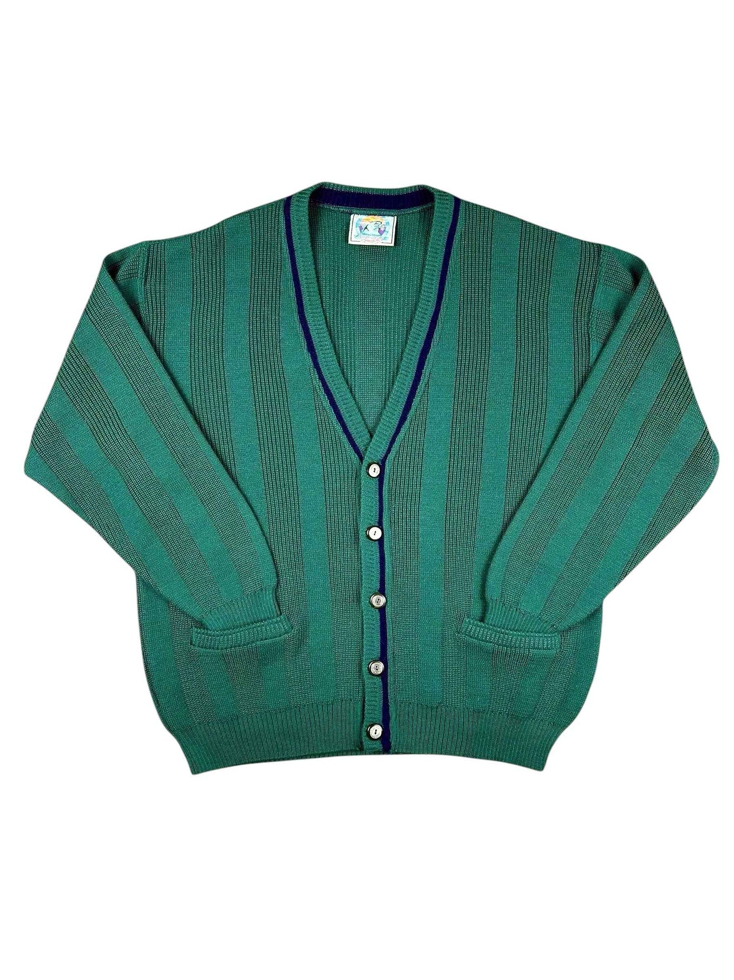 Cardigan vintage verde in lana misto acrilico – stile classico Made in Italy