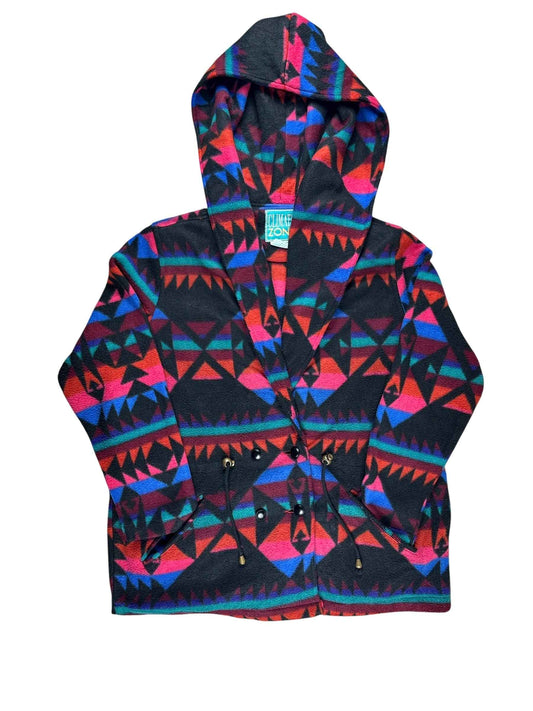 Pile vintage da donna a fantasia geometrica con cappuccio