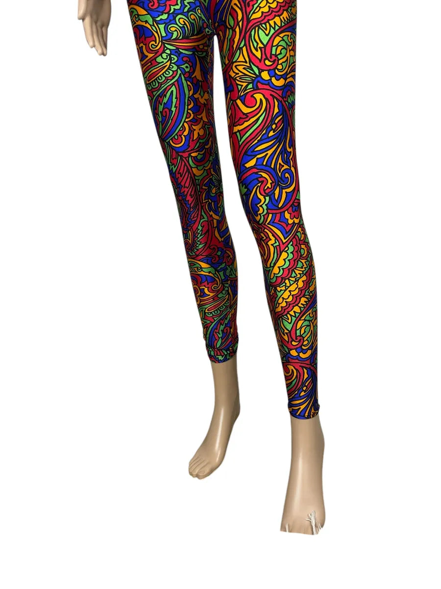Leggings Vintage Anni '90 Fantasia Geometrica Multicolore