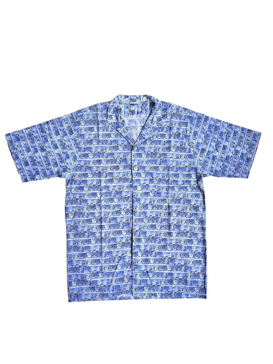 Camicia a maniche corte vintage da uomo a fantasia