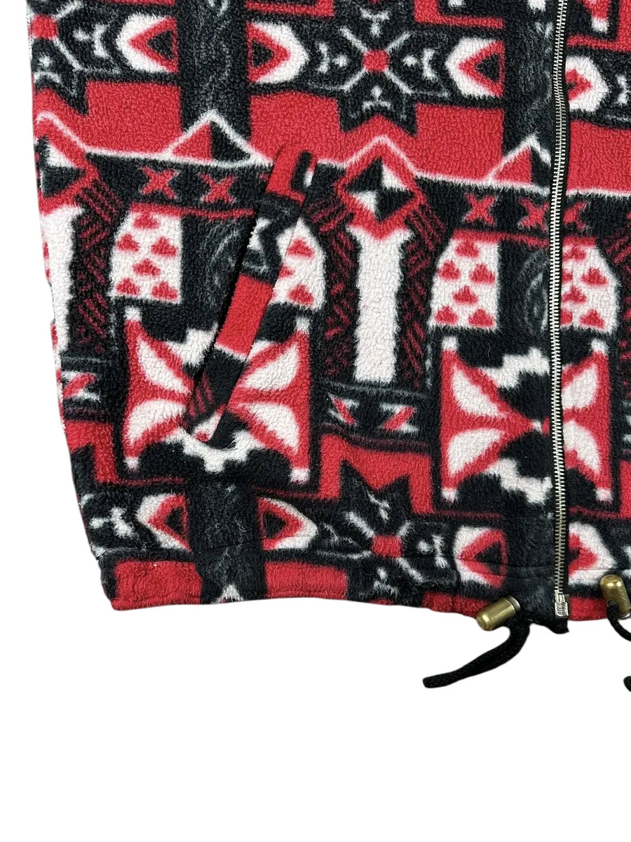 Pile vintage anni '90 a fantasia con zip e collo alto