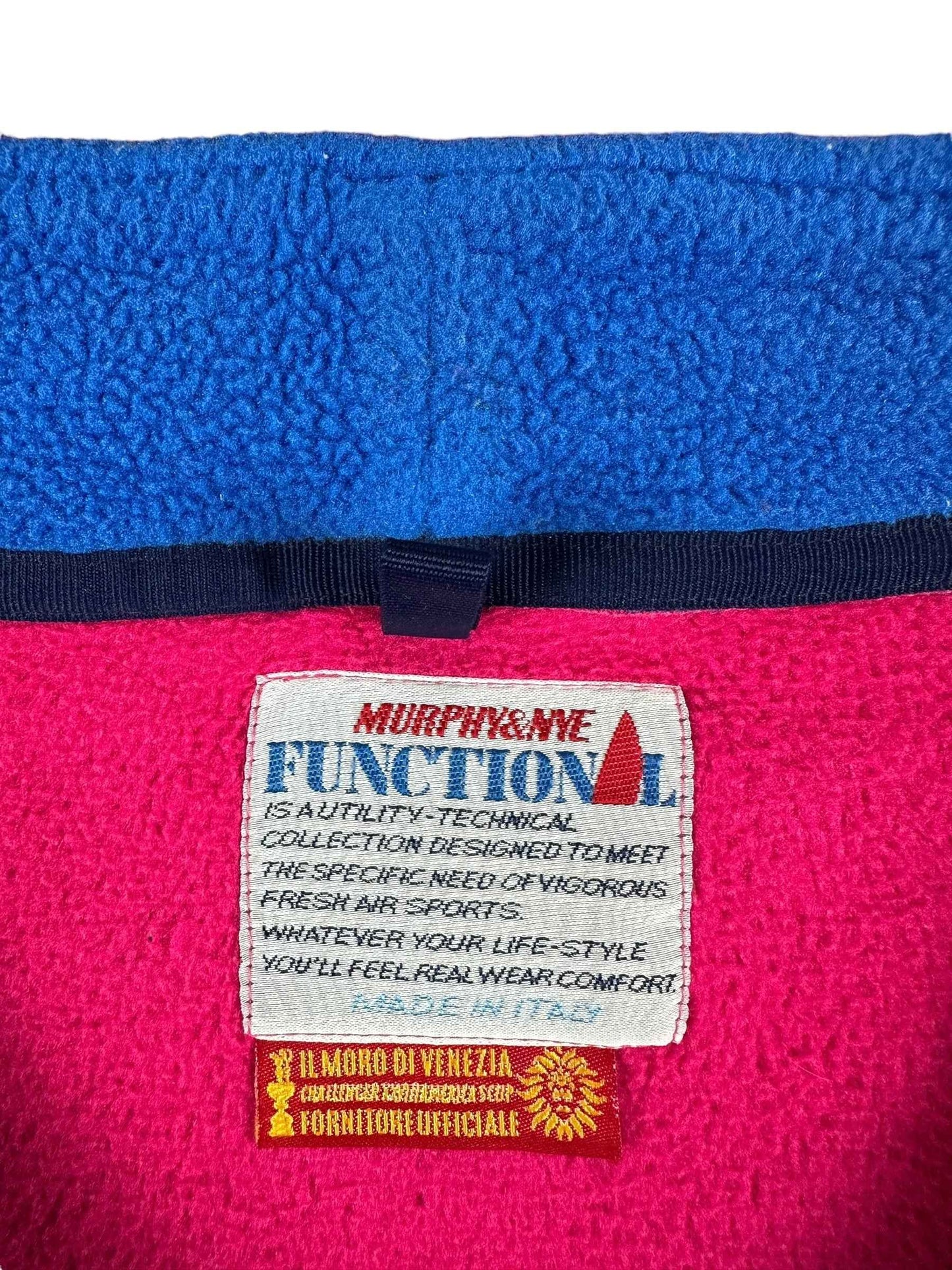 Pile vintage Murphy&Nye fucsia con colletto blu anni ’90