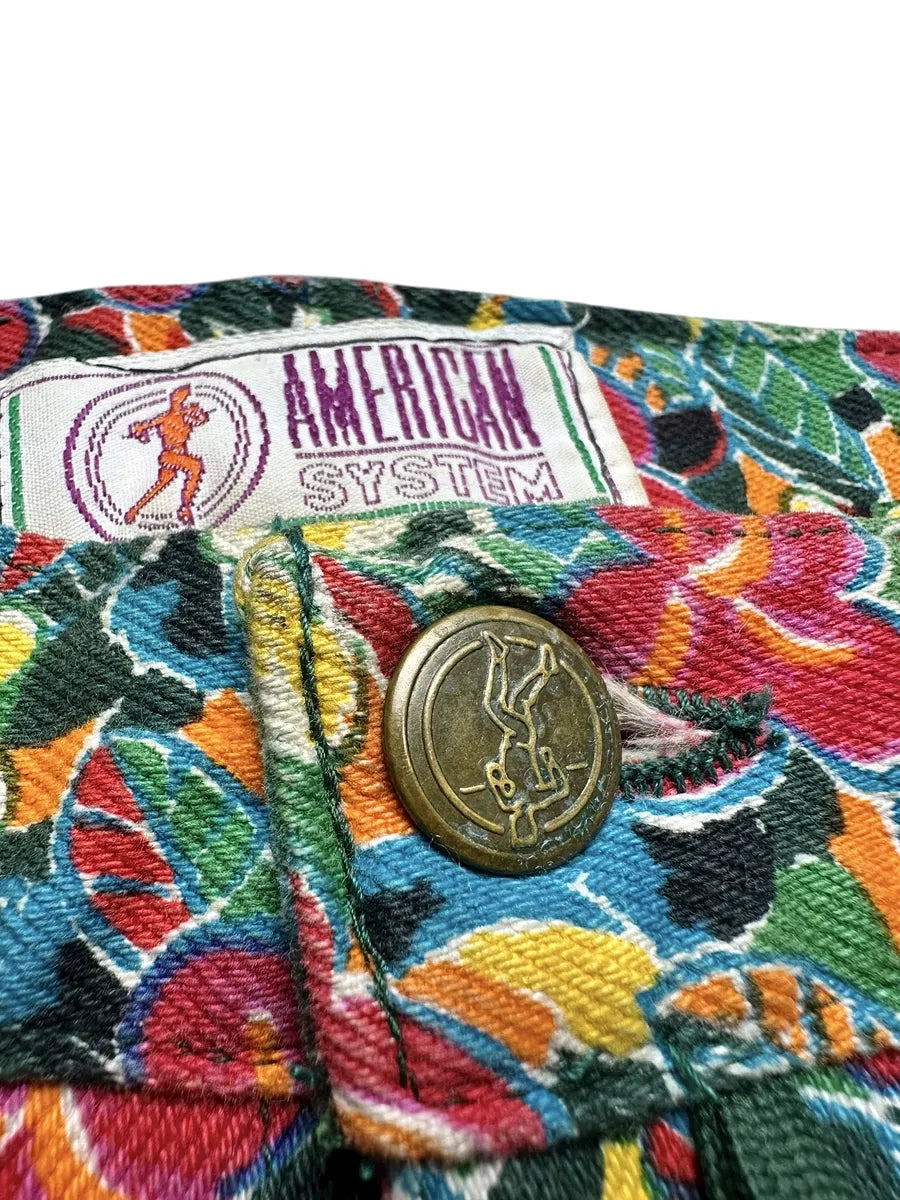 Pantaloni vintage anni '90 da donna a fantasia floreale