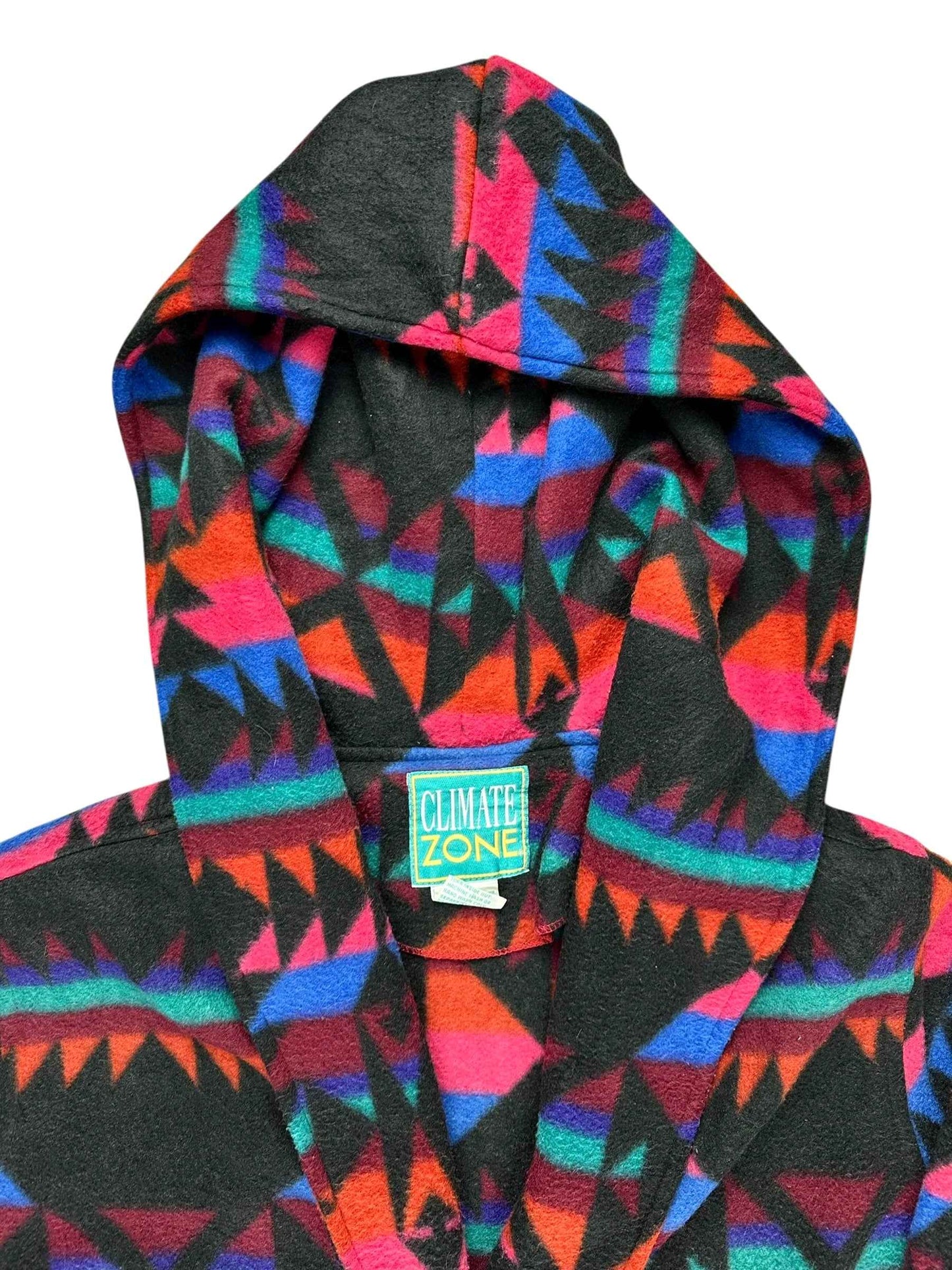 Pile vintage da donna a fantasia geometrica con cappuccio