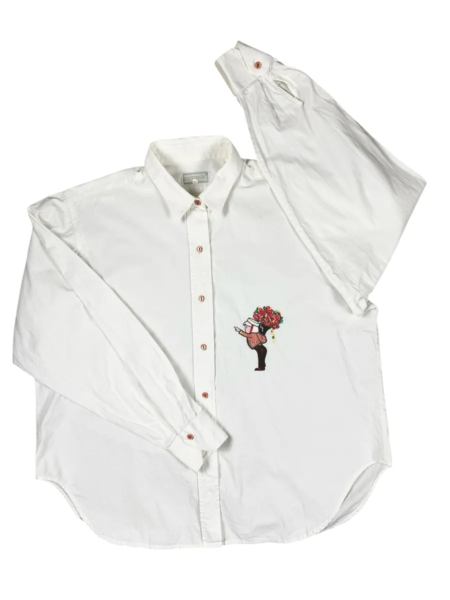 Camicia da donna vintage in cotone con ricamo