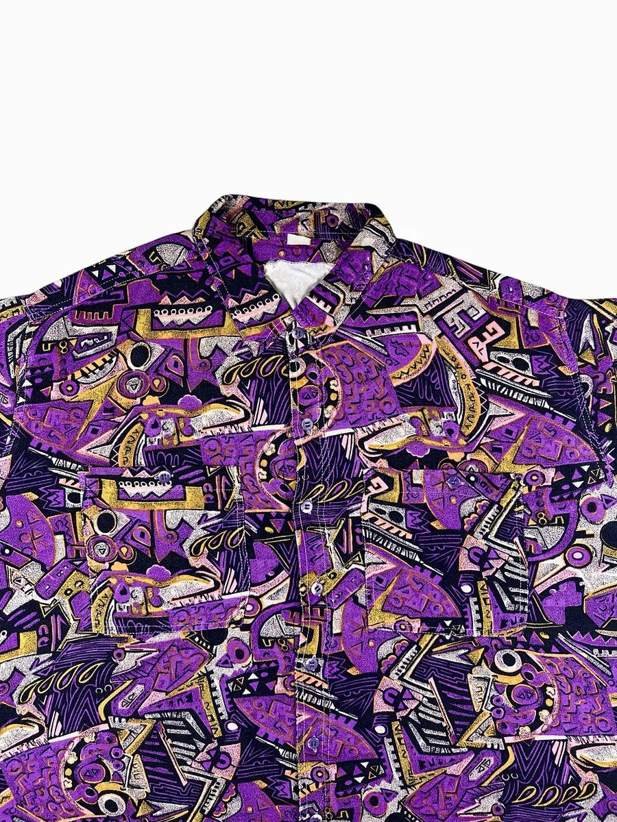 Camicia vintage da uomo anni '90 a fantasia