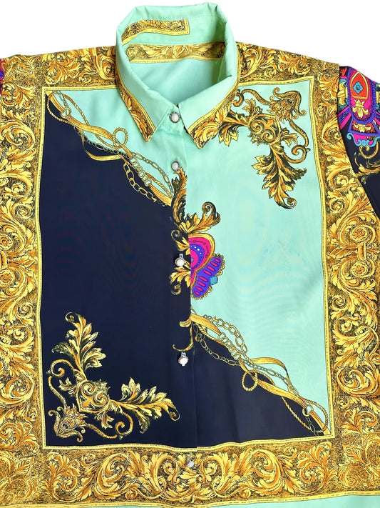 Camicia barocca a maniche corte da donna