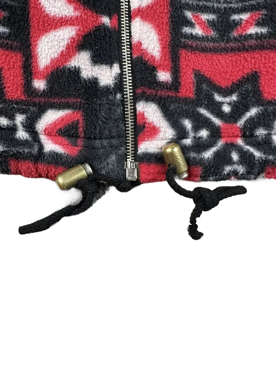 Pile vintage anni '90 a fantasia con zip e collo alto
