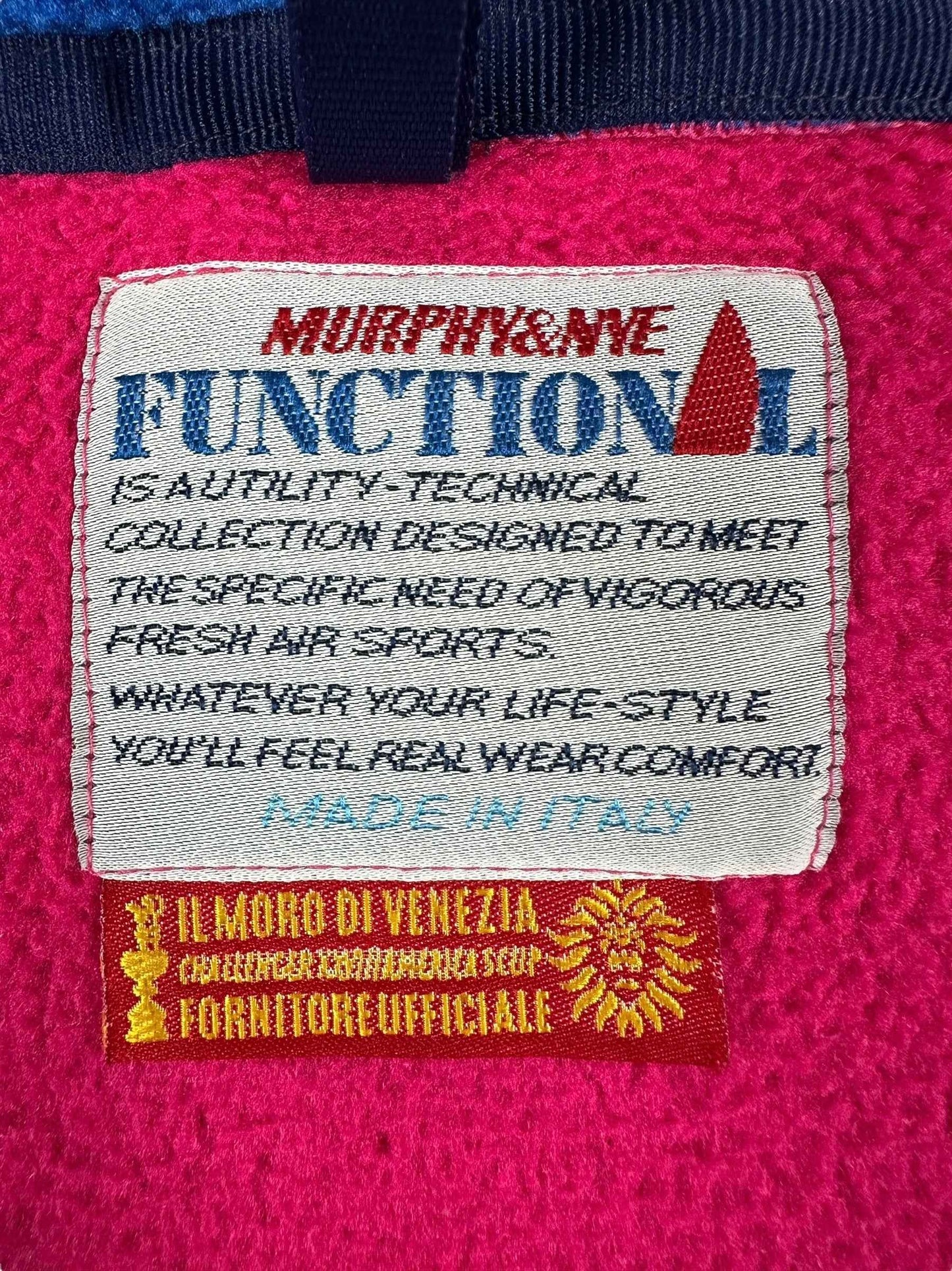 Pile vintage Murphy&Nye fucsia con colletto blu anni ’90