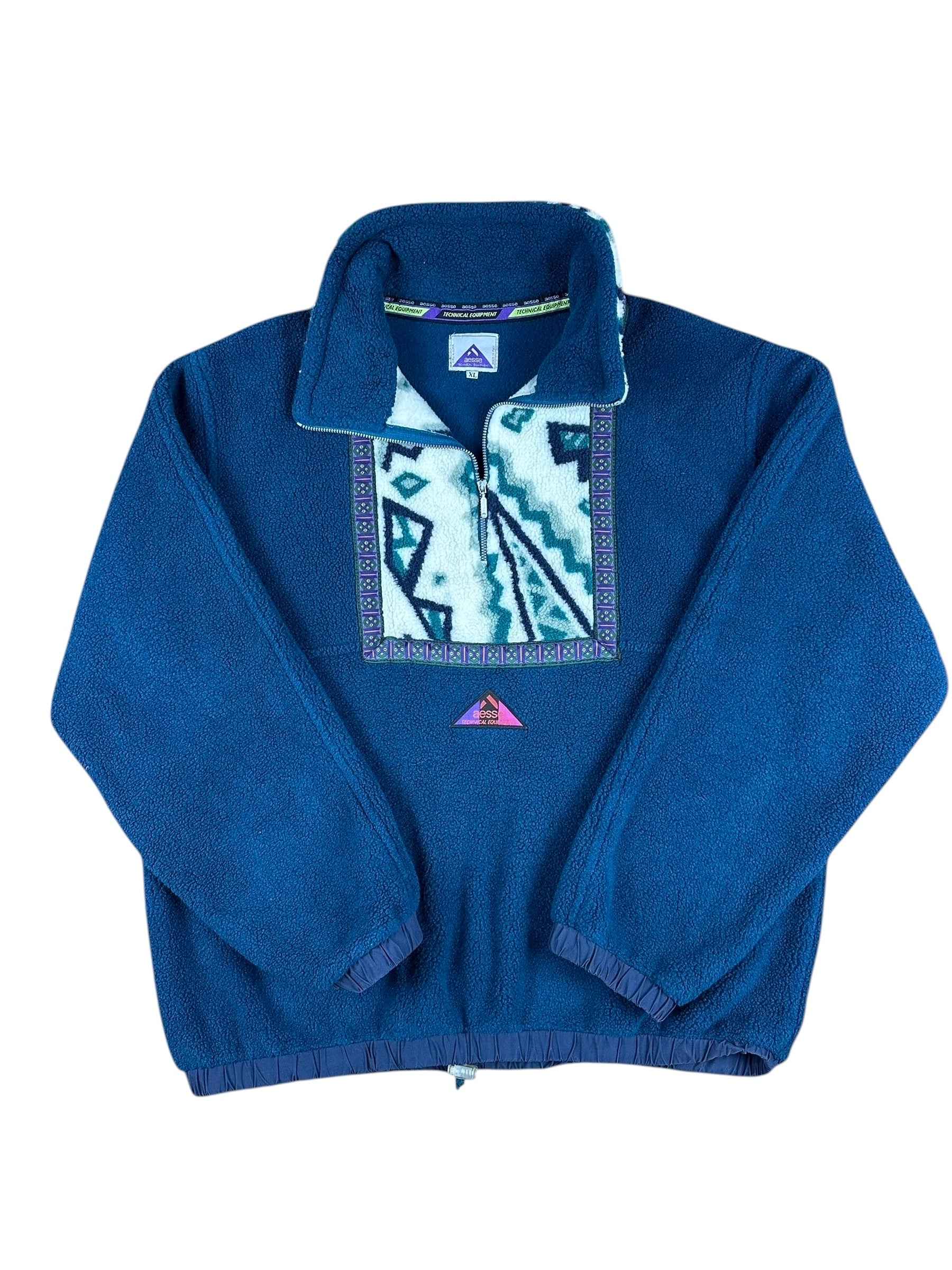 Pile vintage blu firmato Aesse con inserti geometrici bianchi