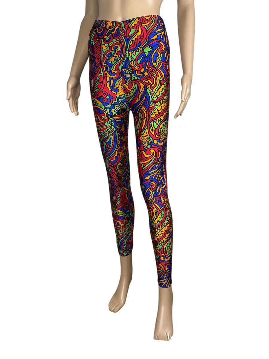 Leggings Vintage Anni '90 Fantasia Geometrica Multicolore
