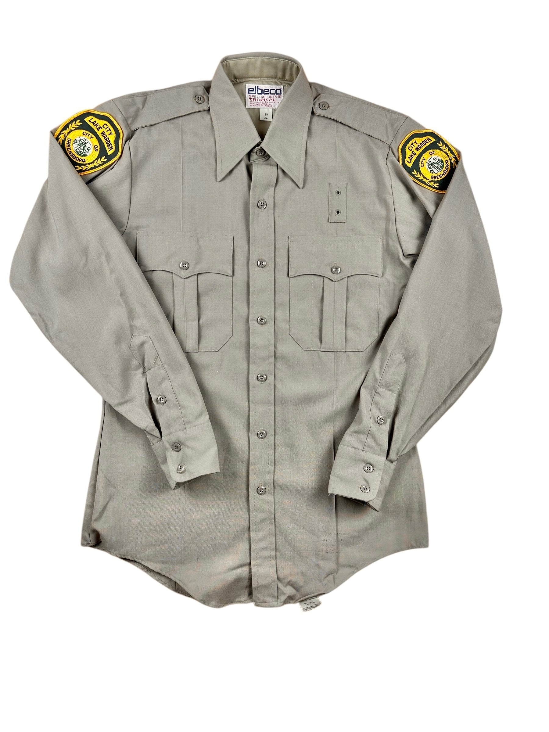 Camicia americana vintage da guardialago beige con taschino e bottoni classici