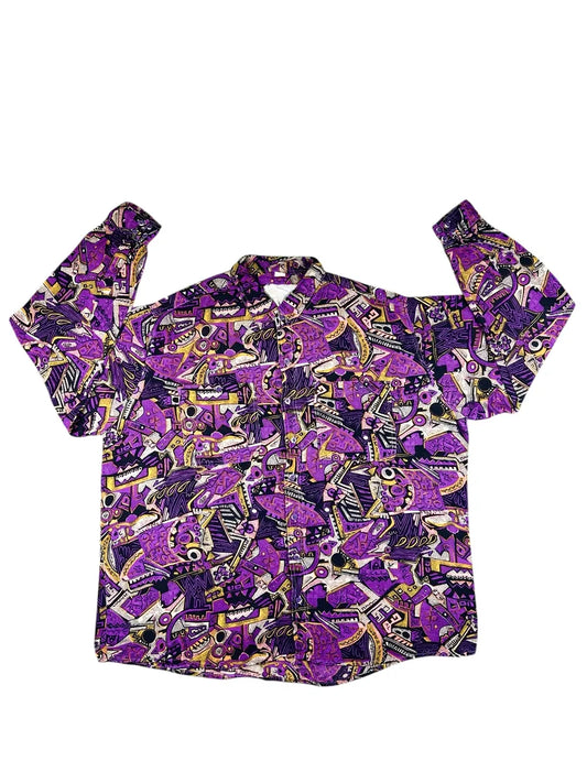 Camicia vintage da uomo anni '90 a fantasia