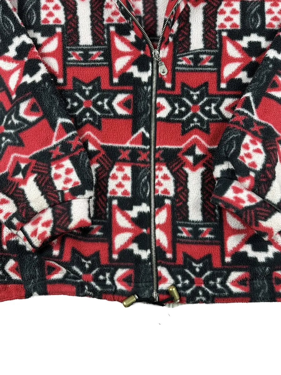 Pile vintage anni '90 a fantasia con zip e collo alto