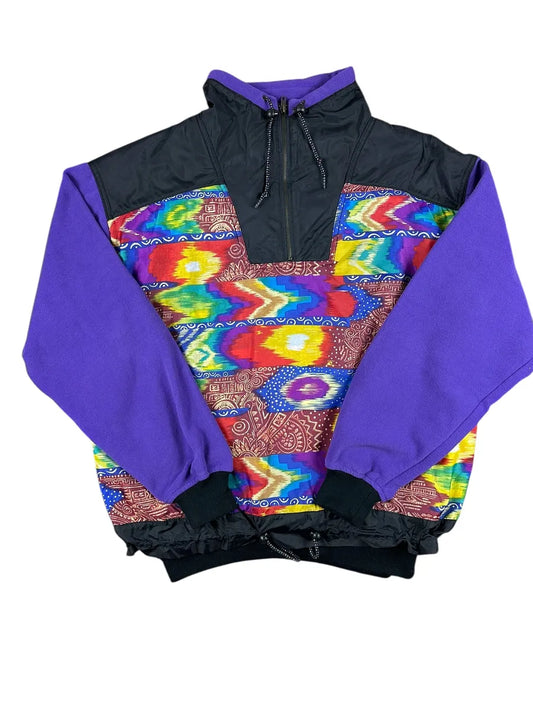 Pile vintage anni ’90 con fodera multicolore e tascone fantasia