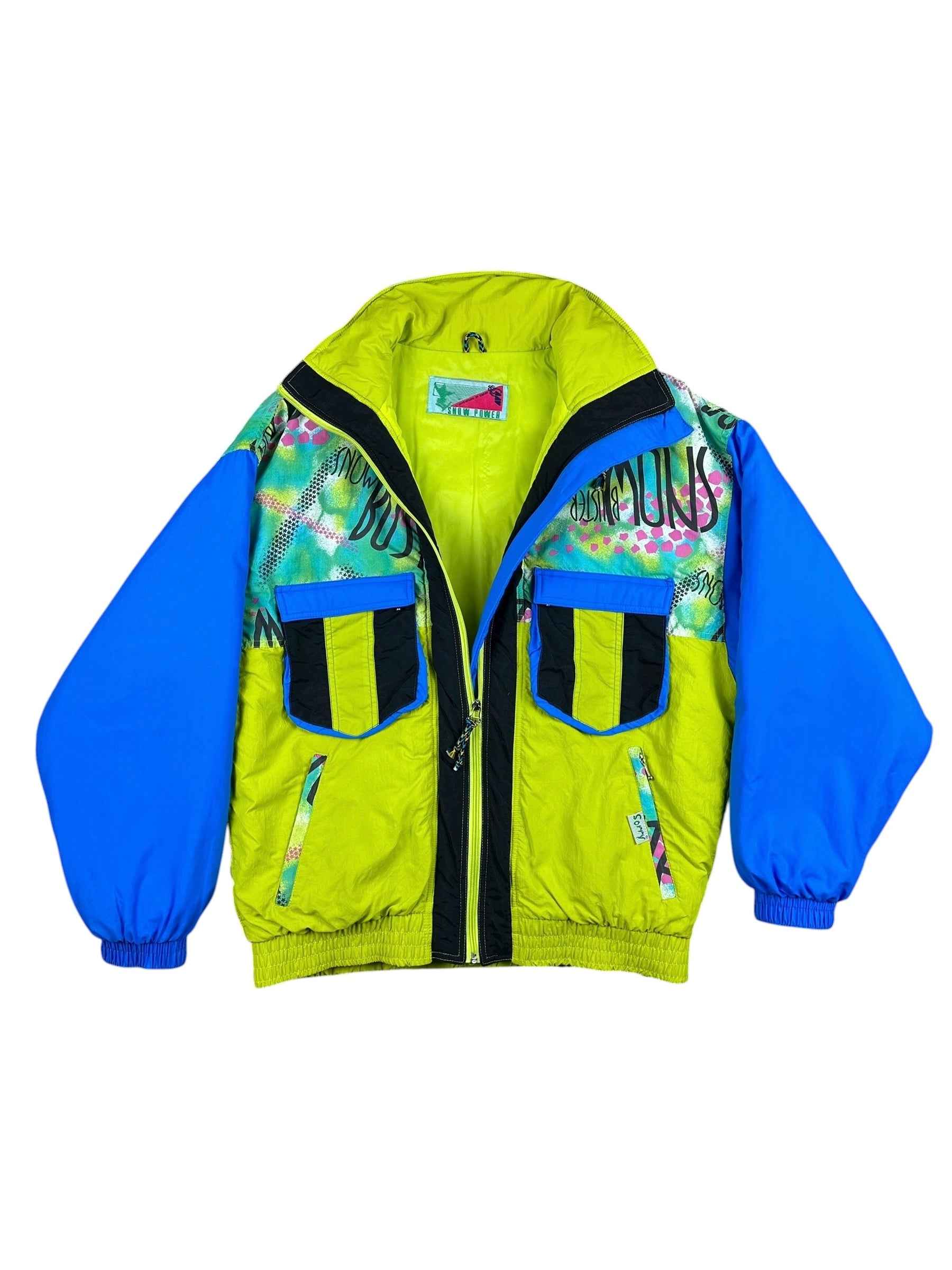 Giubbotto vintage anni ’90 fantasia giallo e blu Made in Italy