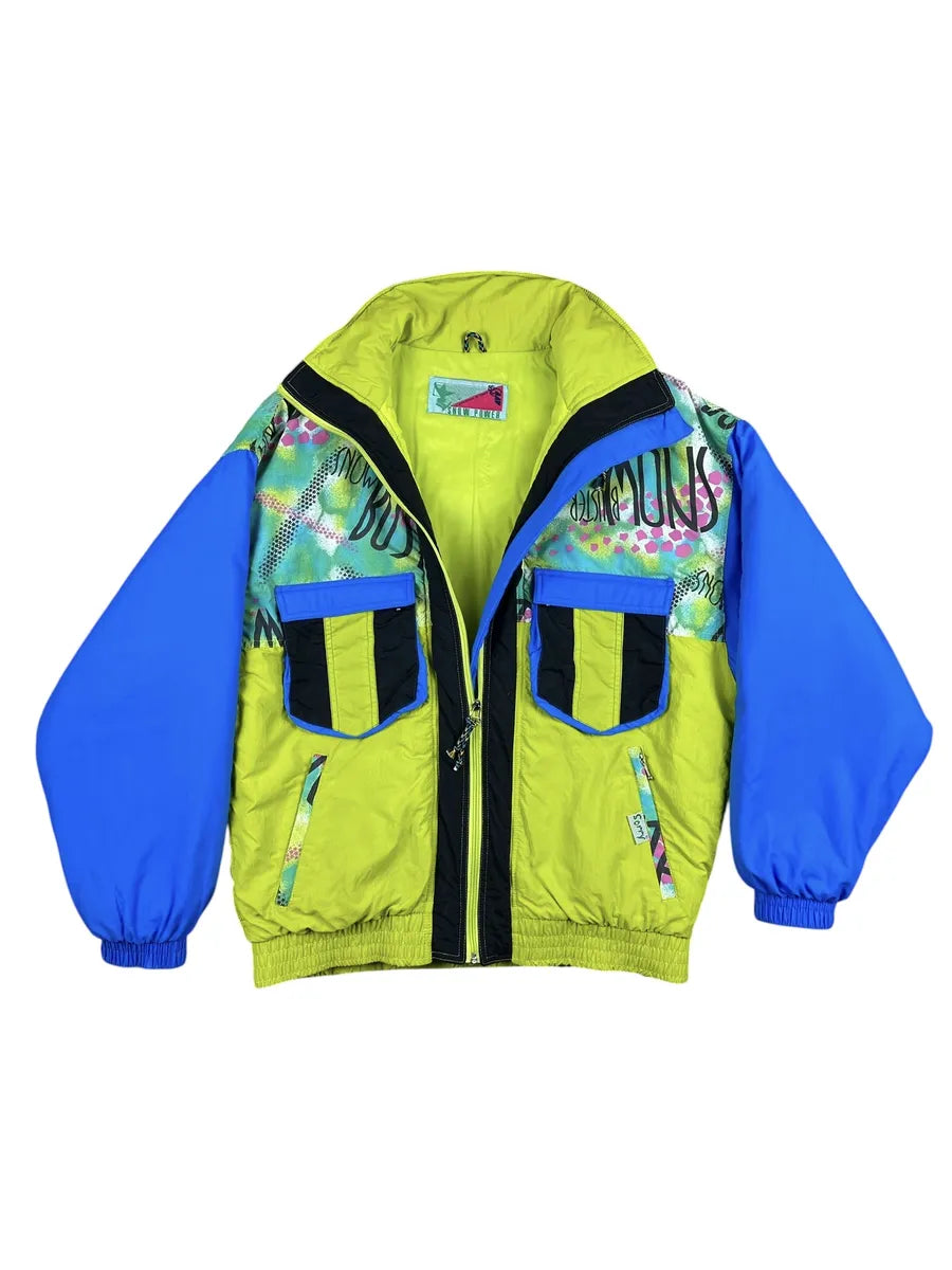Giubbotto vintage anni ’90 fantasia giallo e blu Made in Italy