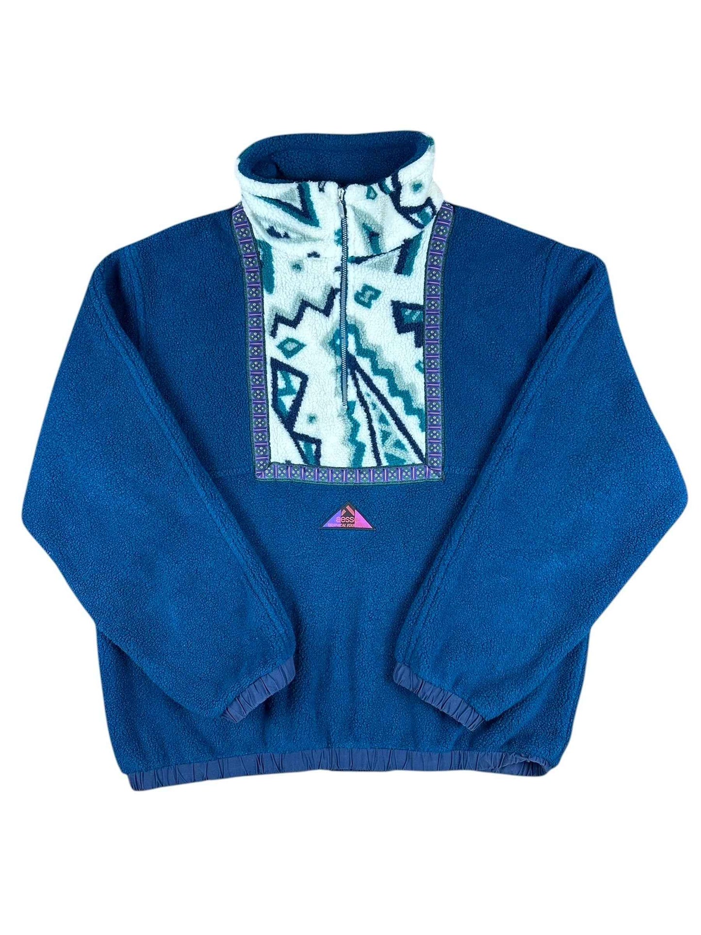 Pile vintage blu firmato Aesse con inserti geometrici bianchi