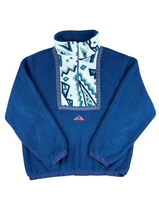 Pile vintage blu firmato Aesse con inserti geometrici bianchi