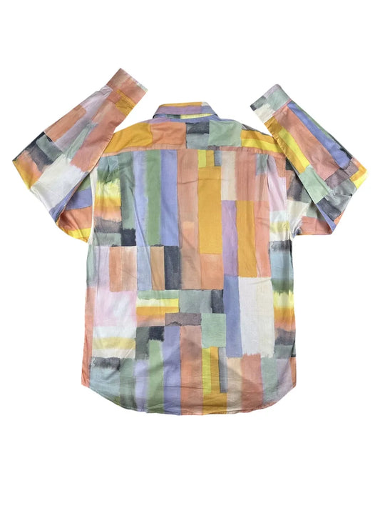 Camicia vintage anni ’90 da uomo fantasia rettangoli colorati