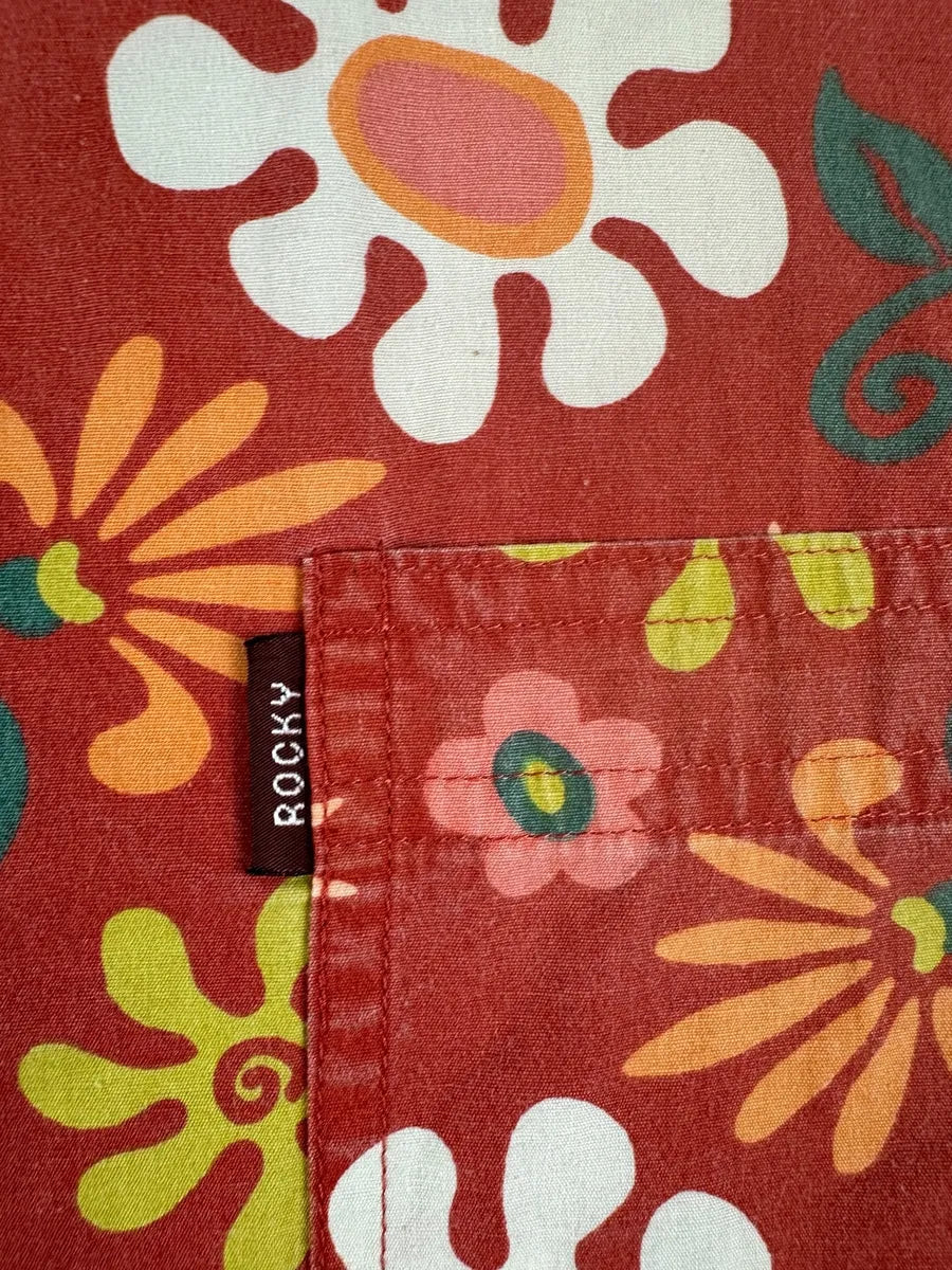 Camicia vintage uomo anni '90 in cotone fantasia fiori e soli