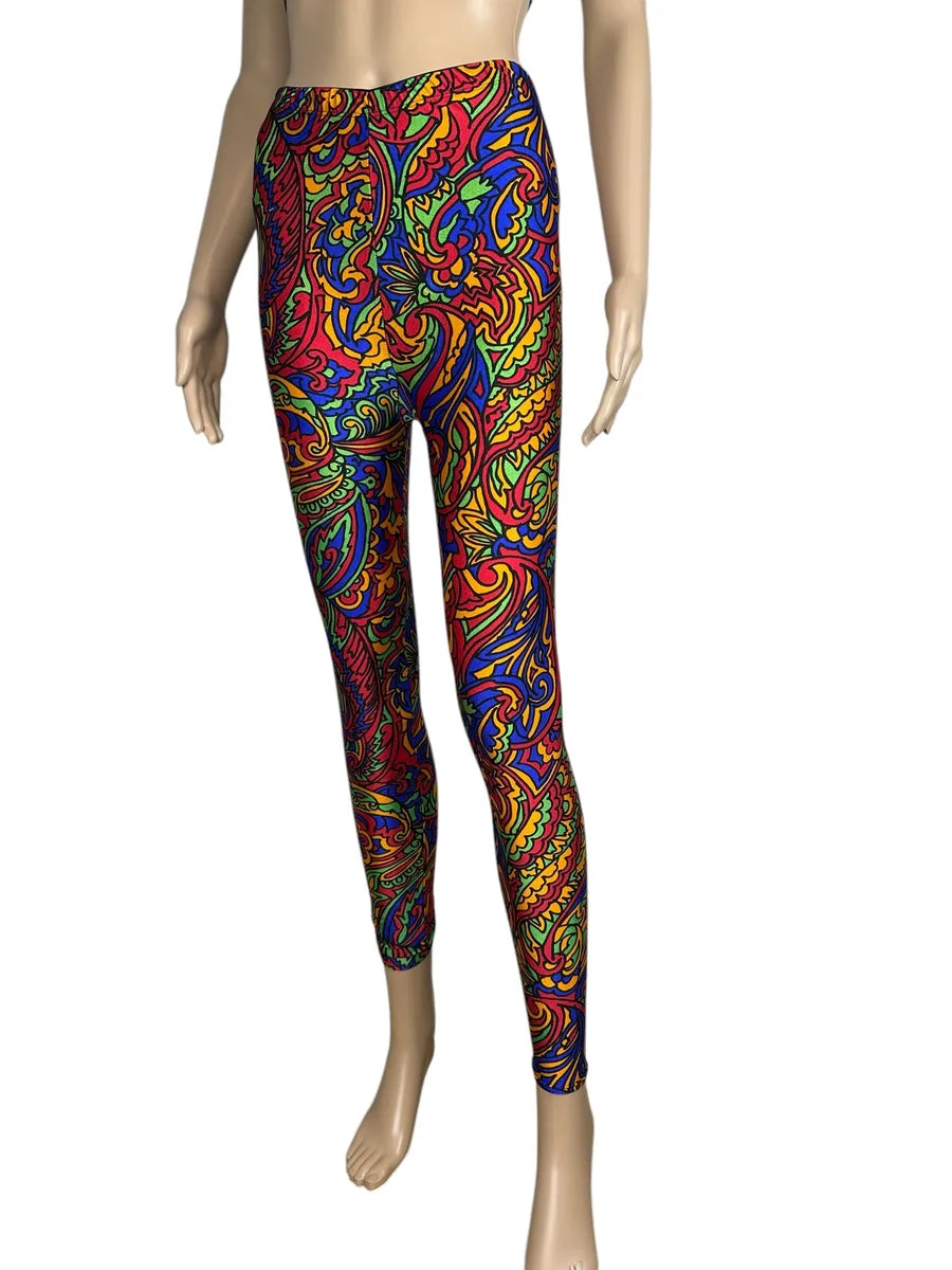 Leggings Vintage Anni '90 Fantasia Geometrica Multicolore
