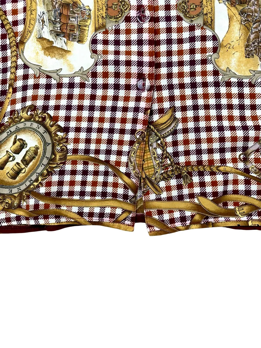 Camicia vintage smanicata da donna fantasia country