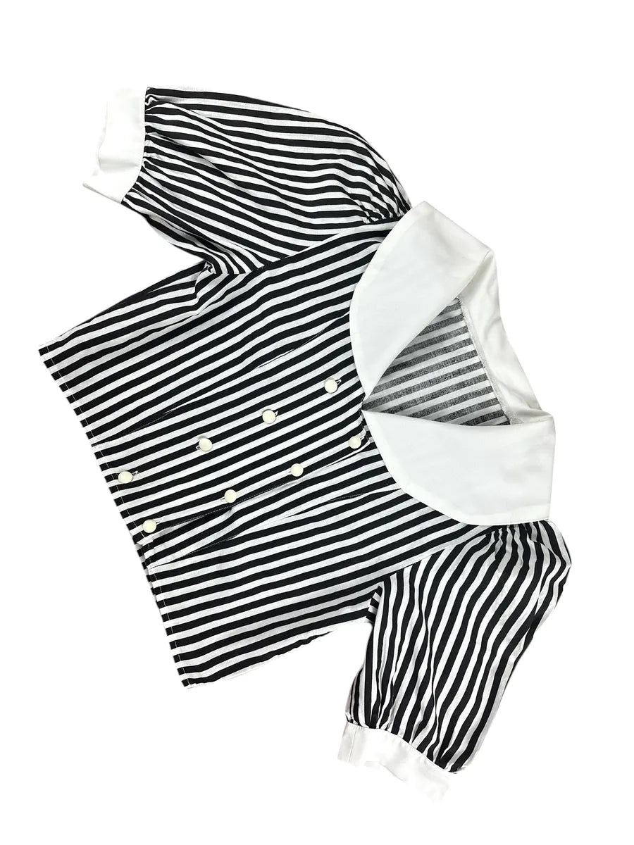 Camicia vintage crop da donna con maniche a palloncino