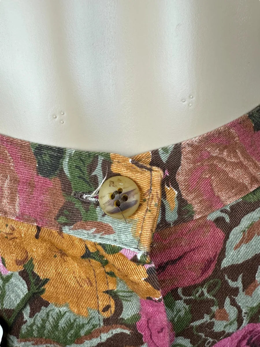 Pantaloni vintage da donna con stampa floreale
