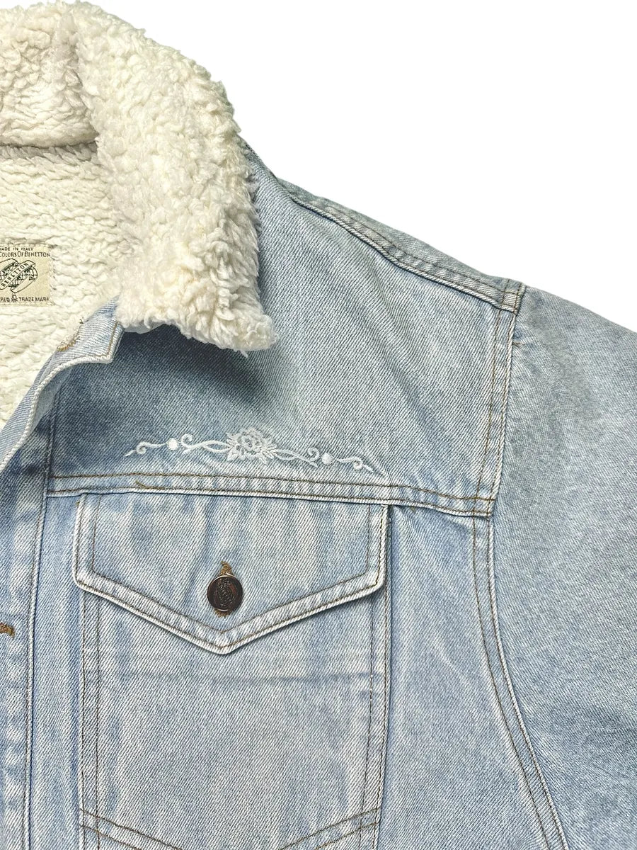 Cappotto vintage lungo di jeans da donna Benetton