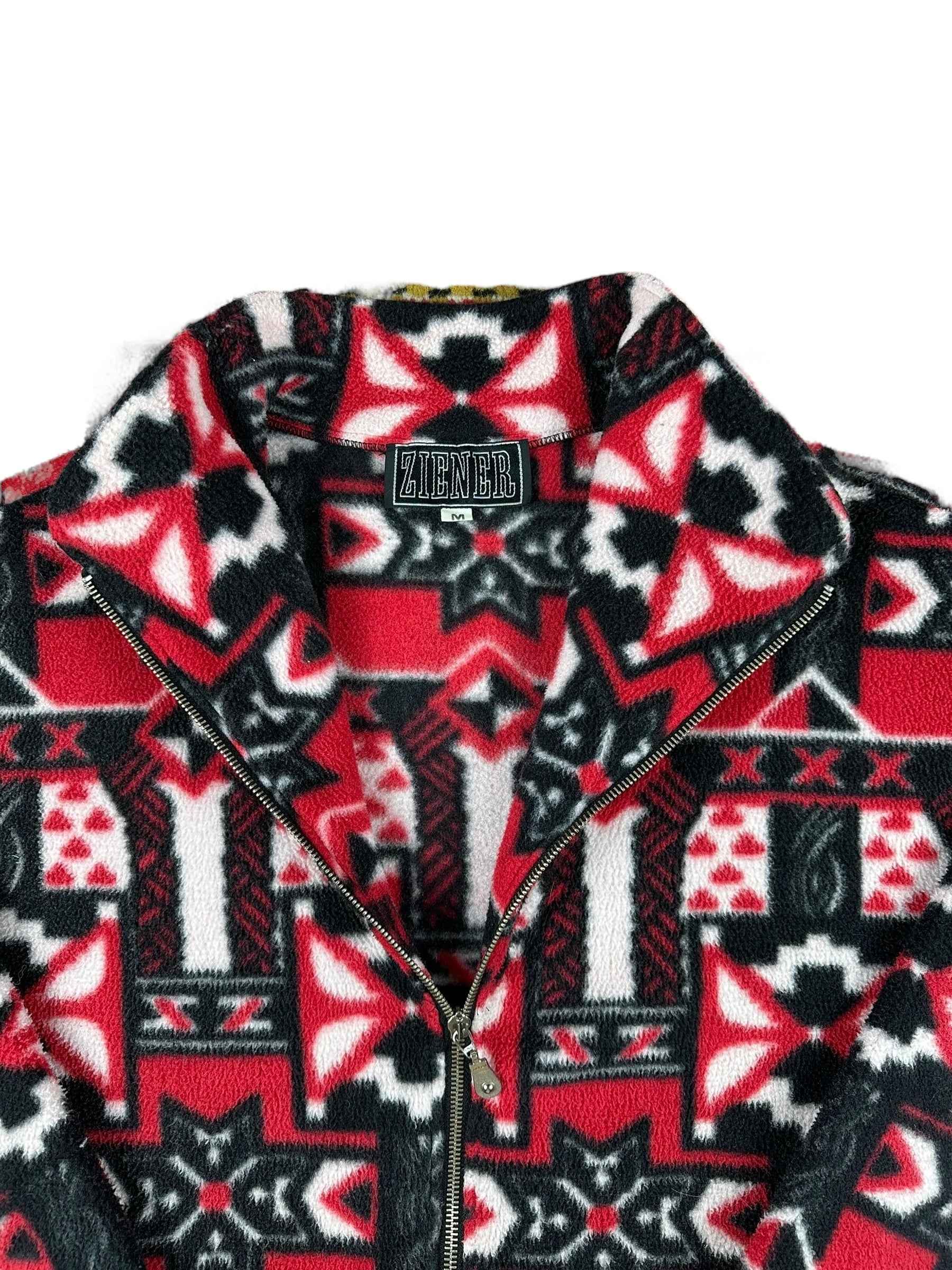 Pile vintage Ziener a fantasia con zip e collo alto