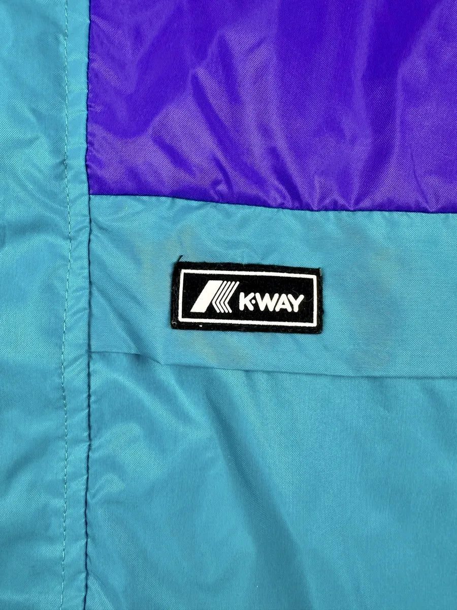 Giacca a vento vintage firmata K-way da uomo con cappuccio a scomparsa